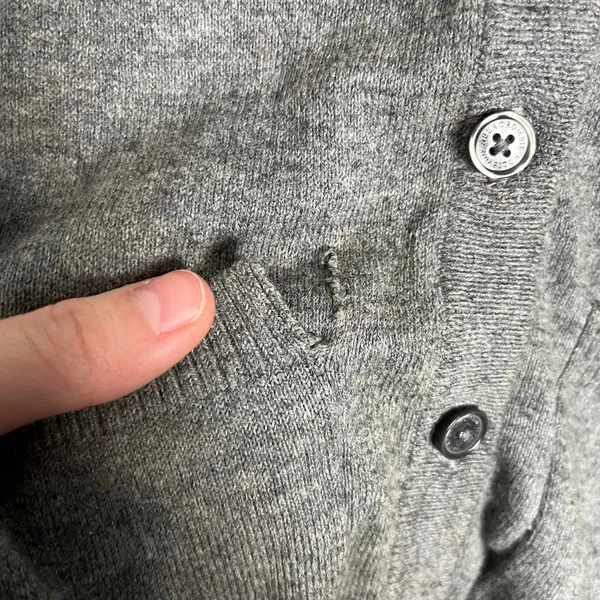 Vintage Abercrombie & Fitch Preppy‎ Cardigan Sweater Size XS Gray Flawed - Image 3