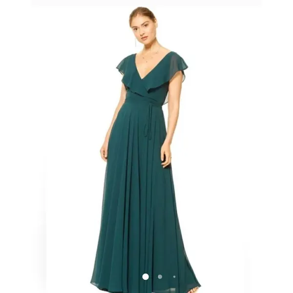 BILL LEVKOFF Tie Chiffon v neck/back wrap dress Size 4 - Image 2