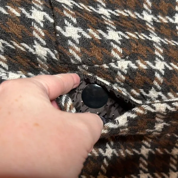 Banana Republic Brown Plaid Houndstooth Wool Blazer Jacket Short Sleeve Sz Small - Image 5