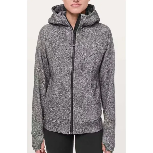 Lululemon Scuba Hoodie Splatter White Black Full Zip Sweatshirt Womens Sz. 8 - Image 5