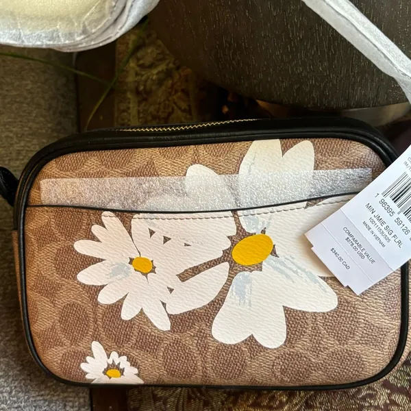 Coach Authentic Signature floral canvas/ smooth leather top zip Crossbody - Image 10