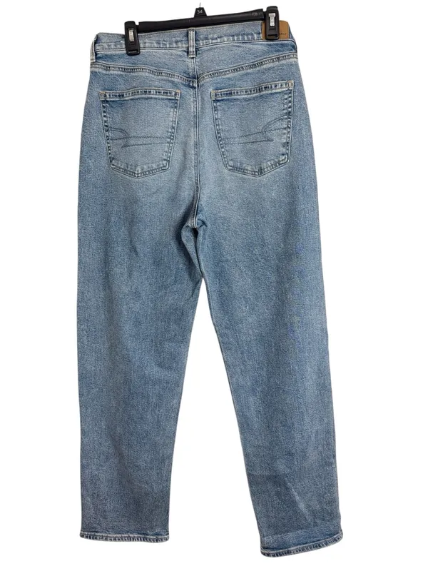 American Eagle Strigid Curvy Embellished Bling Super High Waist Baggy Straight Jeans sz 10L - Image 3