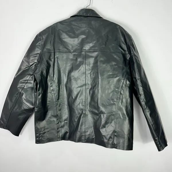 Leather Lambskin Jacket Vtg 90s Mens Large Black‎ Grunge Alt Edgy Trump Marina - Image 5