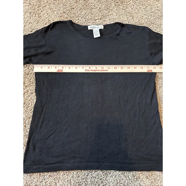 Vintage Kevo Collection Silk Knit Short Sleeve Black Top Size Small - Image 4