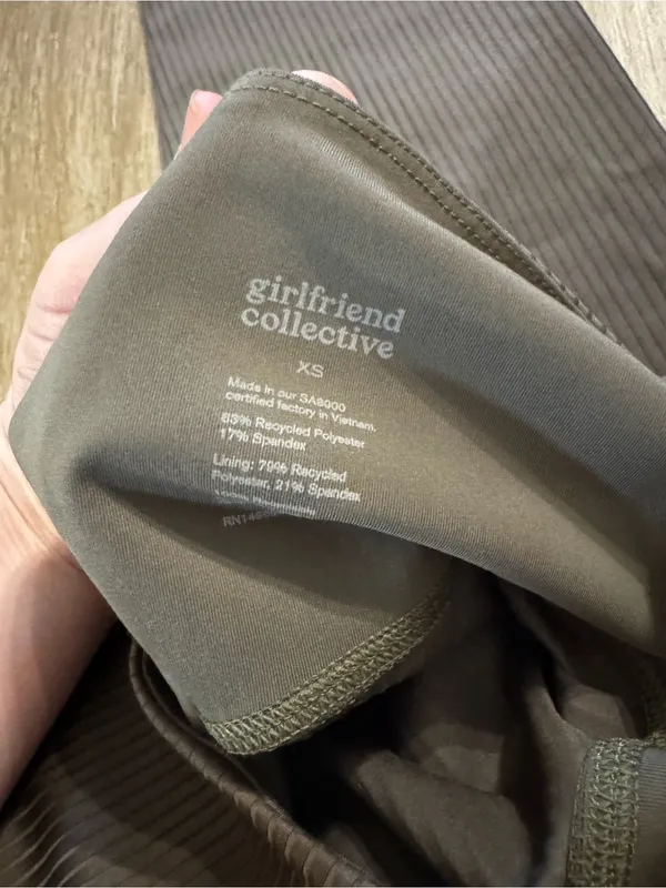 girlfriend collective Ribbed High-Rise Leggings in Olive - Image 3