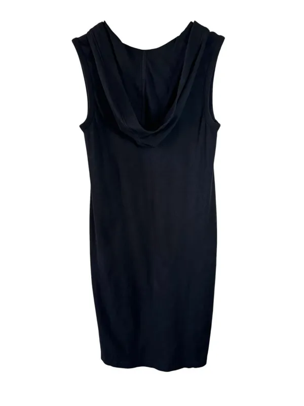 Pact Black Organic Cotton Hooded Airplane Dress Sleeveless Midi Size Small - Image 5