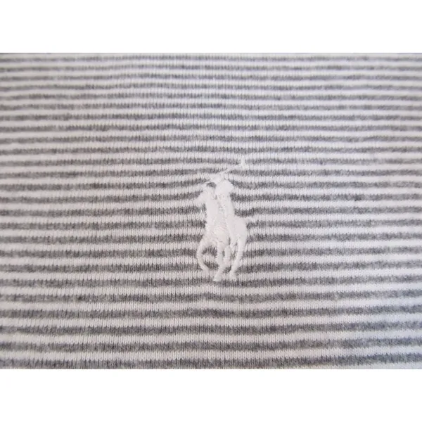 Polo Ralph Lauren Misses Striped Tee Medium Grey White Crew Neck Cotton - Image 4