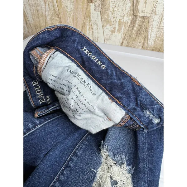 American Eagle Super Stretch X Jegging Distressed Holes Jeans Womens‎ 6 Regular - Image 7