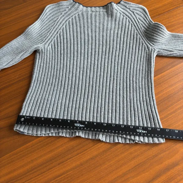 90s Vintage DKNY Jeans Sweater L Gray Ribbed Zipper Cuff Grunge Y2K Gorpcore Ski - Image 15