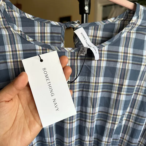 Something Navy Blanche Smocked Midi Dress Plaid Size XL SWED000212 Maternity‎ - Image 15