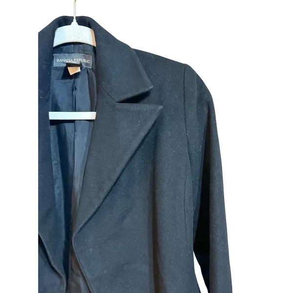 Banana Republic Black Lambswool Cashmere Blend Long Trench Coat XS Women‎ Black - Image 7
