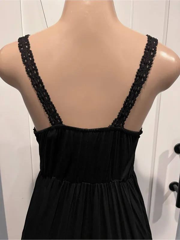 Black Lace crochet Trim Maxi Dress size M sleeveless - Image 11