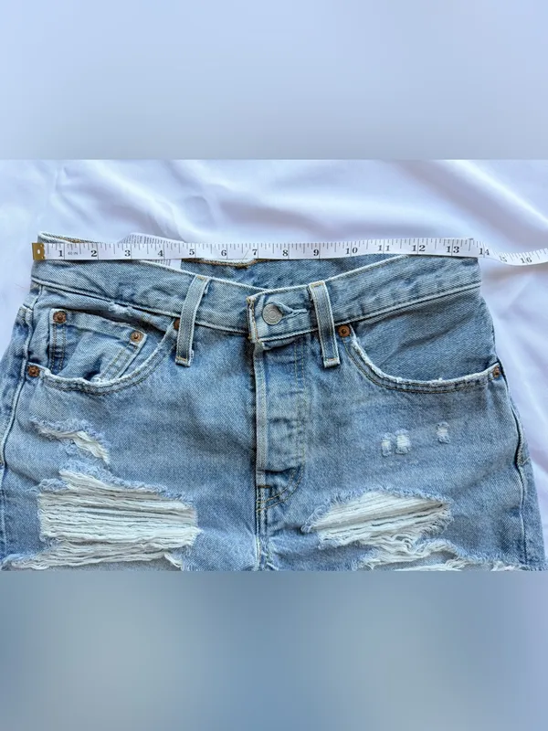 Levi’s 501 Original Denim Distressed Button Fly Shorts in Quiet Riot Size 27 - Image 12