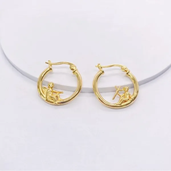 18K Gold Plated Angel and Demon Hoop Earrings for Women - Image 3