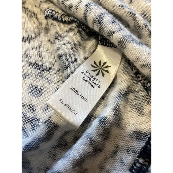 Athleta 100% Linen Tribal Print Racerback Tank Top Women Large Blue White - Image 5