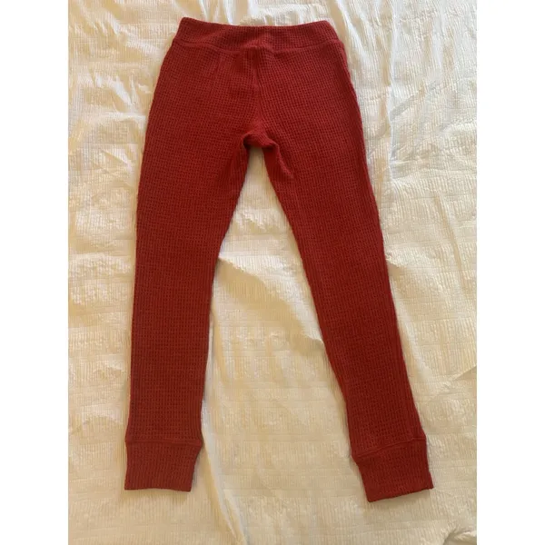 Aerie Red Waffle Knit Lounge Pajama Pants Cozy Holiday Jogger Leggings - Image 5