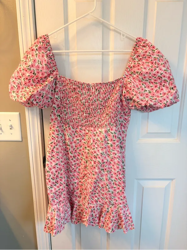 Petal & Pup Pink Floral Smocked Mini Dress - Image 4