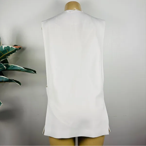 Zara Long Line Vest Sz M One-button V-neck Sleeveless Lined Top - Image 6