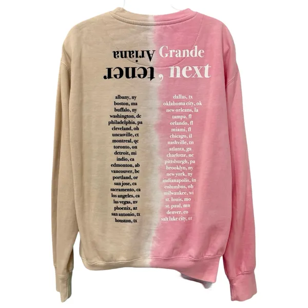 Ariana Grande Sweetener Pink Tan World Tour Thank U Next Crew Sweatshirt size S - Image 2