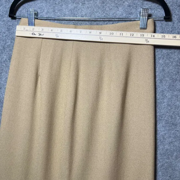 Express Vintage‎ 90s 3 Piece Suit Set 9/10 Camel Tan Wool Blend Blazer Pant Skirt Lined - Image 15