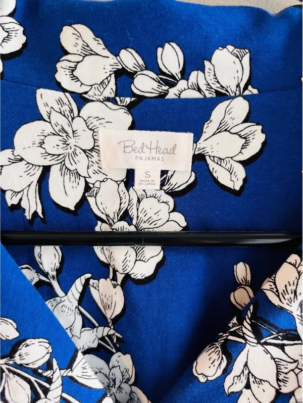 Bed Head Organic Cotton Navy Shadow Blossom Pajama TOP Only - Image 3