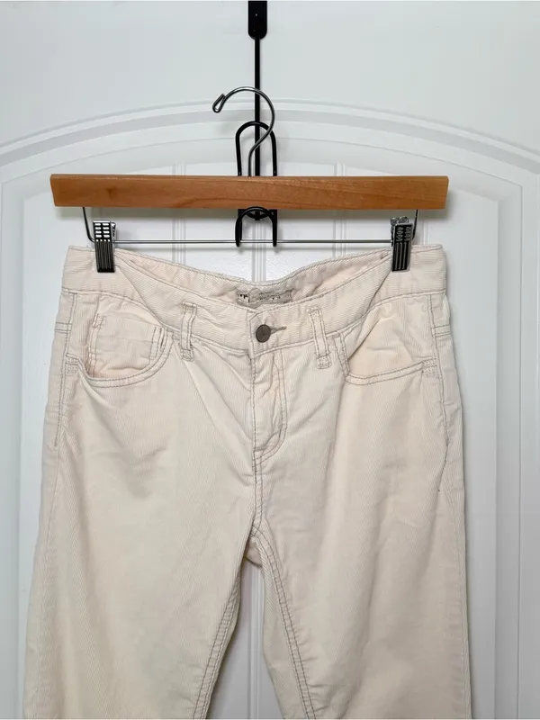 Free People Women’s Size 28 Ivory Corduroy Pants Y2K Indie Sleaze Soft Grunge - Image 3