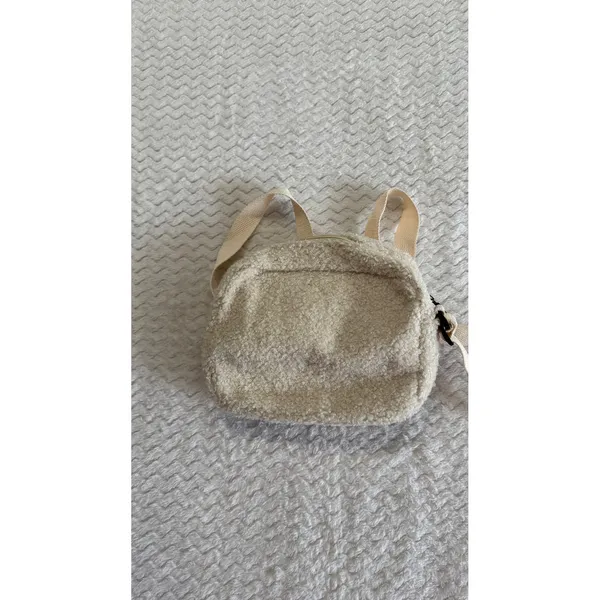 Cream Faux Shearling Crossbody Bag Sherpa Fleece Small Messenger Bag Ivory - Image 2