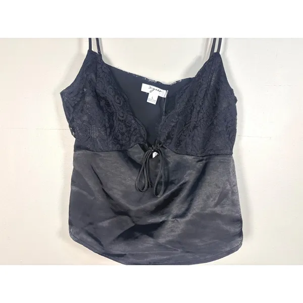 Vigoss Cami Top Womens Large Black New Lace Satin‎ Tie Front - Image 8
