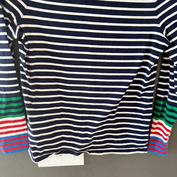 Boden Womens‎ Navy White Striped Long Sleeve Top Rainbow Cuff Cotton US 6 Ella - Image 3