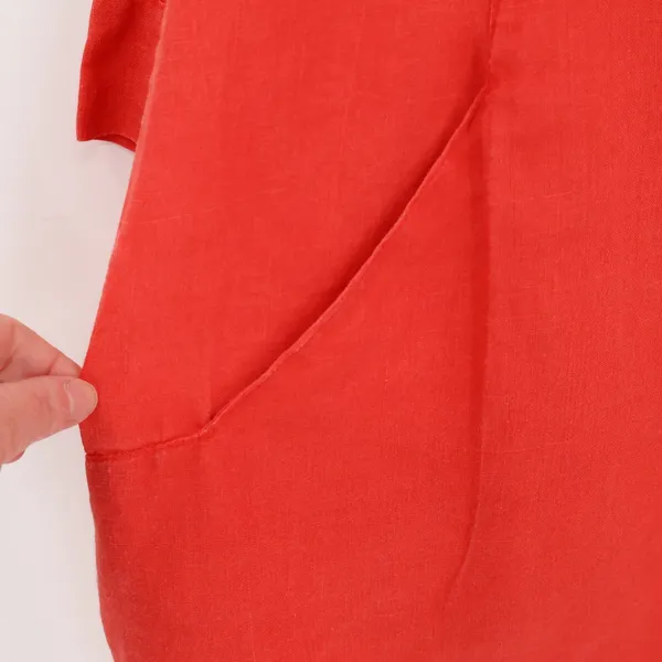 Dark Coral Linen Tunic Top Lagenlook‎ Coastal Beachy Oversized Pockets Size M/L - Image 10