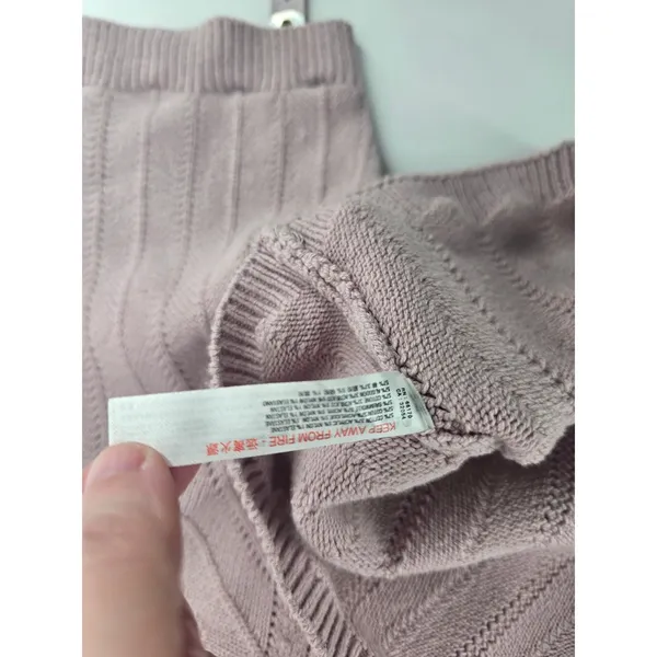 Free People Knit Top Womens L Mauve Around The Clock Open Back Pointelle Cropped - Image 5