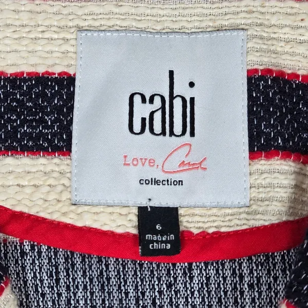 Cabi 5094 Cruise Striped Blazer Jacket 6‎ Navy Cream Red Gold Buttons - Image 4