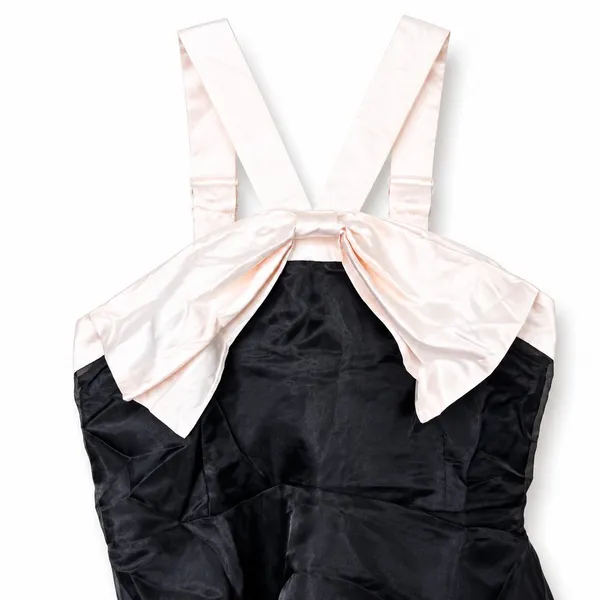 NEW Lulus Black Glamour Organza Tiered Cream Oversized Bow Midi Cocktail Dress - Image 7