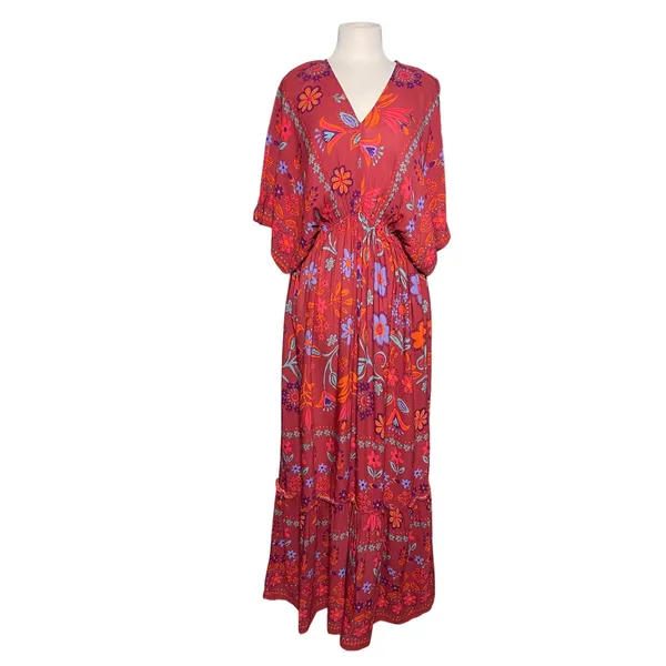 NWT EASEL Women’s Boho Red Multi Floral Maxi Dress - Image 3