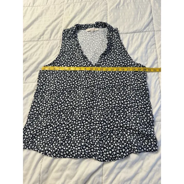LOFT Tank Women's Large Navy Cream Floral Office Loose Career Summer Spring - Image 3