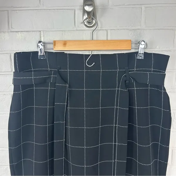 Liz Claiborne Career Black Windowpane Tie Waist Skirt Size 14 - Image 4