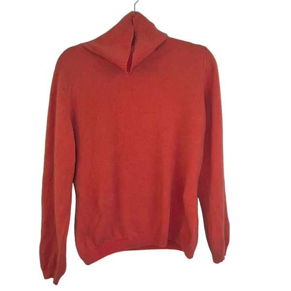 Pure Collection 100% Cashmere Turtleneck Sweater Coral Orange Size 14 16 - Image 2