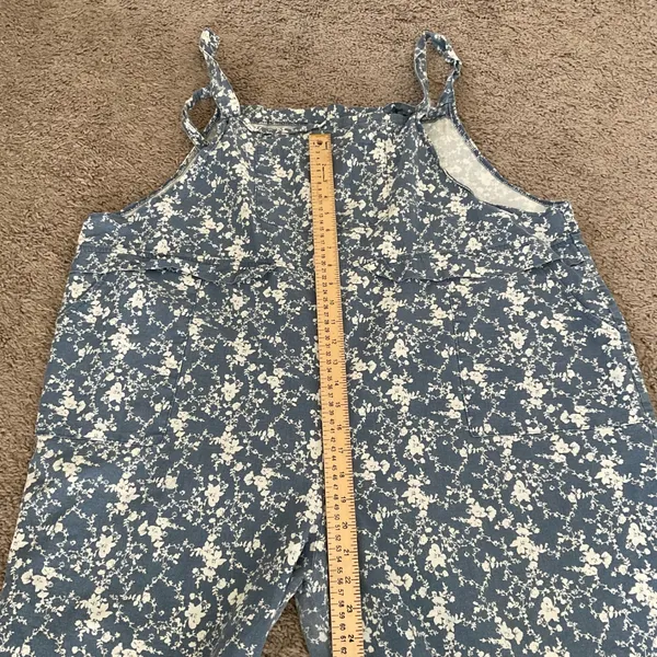 Unbranded Floral Bib Overalls Women XXL Blue White Wide Leg Adjustable Straps EX - Image 7