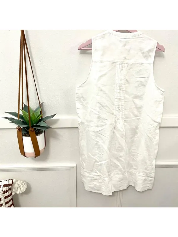 NWT Quince 100% European Linen Sleeveless Swing Dress Size M White Coastal - Image 7
