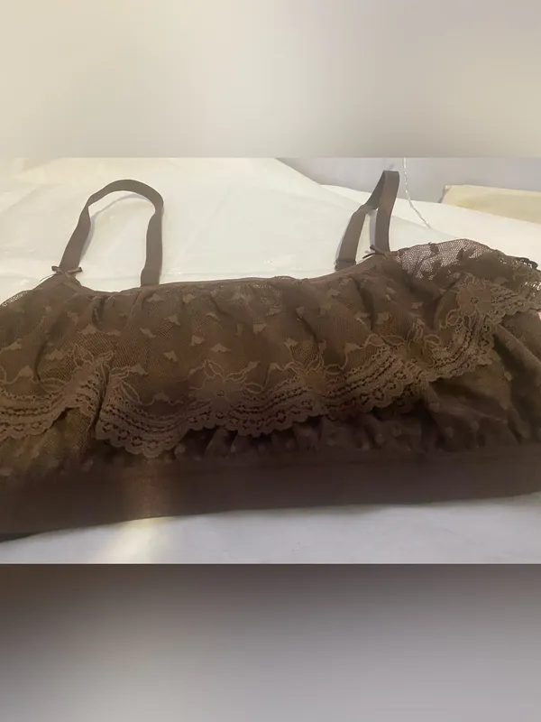 Lace Trim Bralette in Chocolate Brown - Image 2