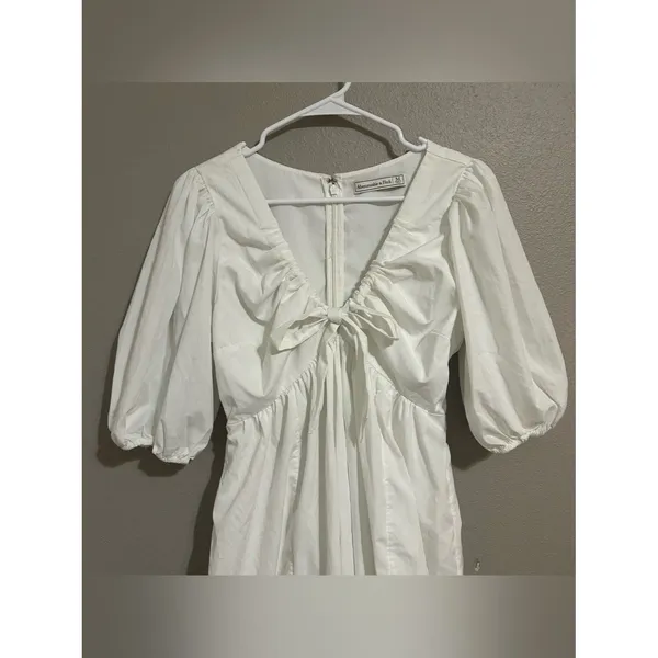 Abercrombie & Fitch White Puff Sleeve Cottagecore Mini Dress Women’s Size Medium - Image 4