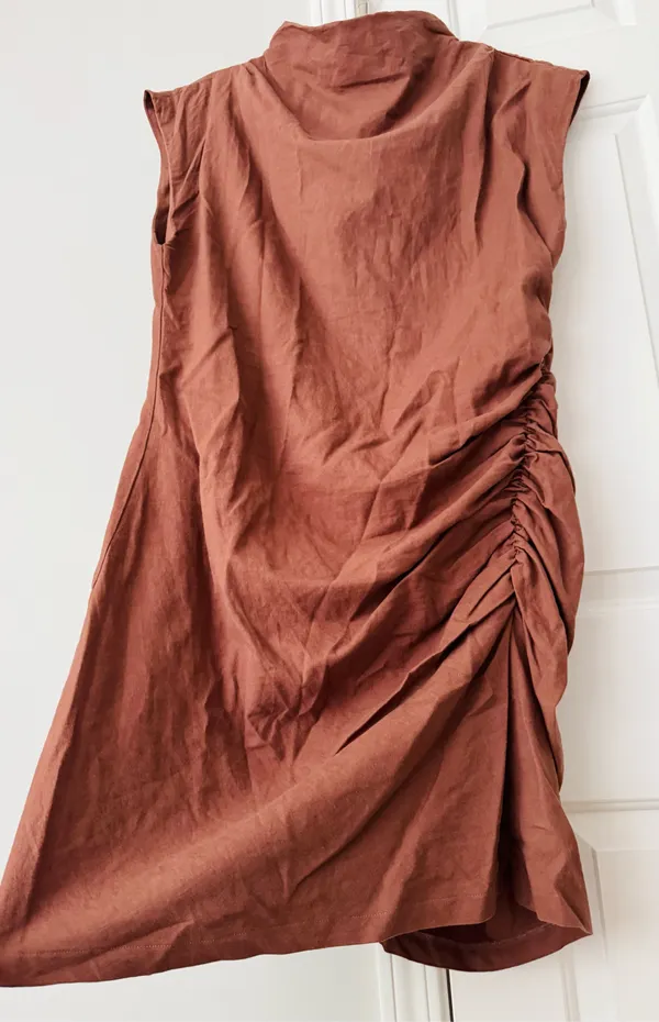 Anthropologie The Maya Ruched Cowl-Neck Linen Blend Mini Dress, Size XL - Image 9