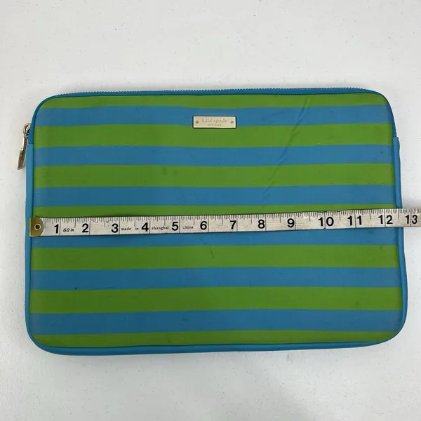 Kate Spade 12.5" Laptop Sleeve Blue Green Striped Neoprene Tech Case Bag Pouch - Image 12