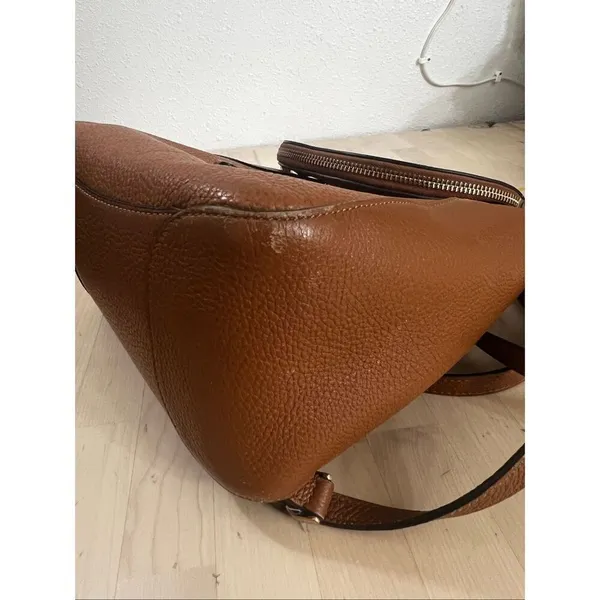 Kate Spade New York Leila Medium Flap Backpack Brown Pebbled Leather - Image 12