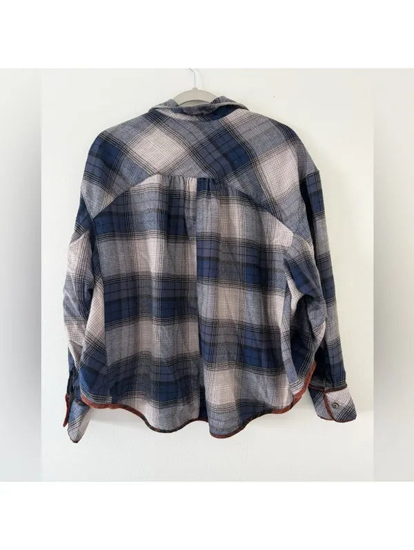 Urban Outfitters BDG Karl Slouchy Blue Flannel Button Down size medium - Image 11