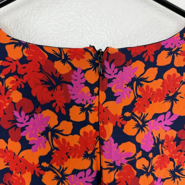 Derek Lam 10 Crosby Dress Womens 6 Orange Pink Floral Ruched Tiered Mini V-Neck - Image 9
