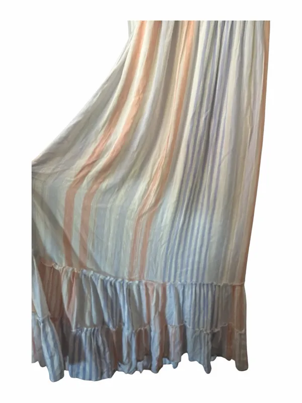 Miss Avenue Striped Strapless Maxi Dress in Peach & Light Blue - Image 3