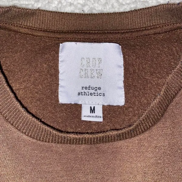 Charlotte Russe Brown Cropped Crewneck Sweatshirt - Image 3