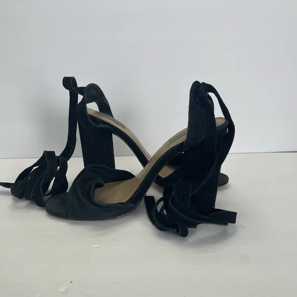 Steve Madden Clary Black Suede Sandals‎ Tie Ankle Strap Heel Womens 9.5 - Image 7