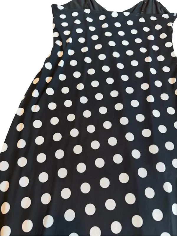 AFRM Black White Polka Dot Maxi Dress Side Slit V Neck Spotted Large Women's NWT - Image 8